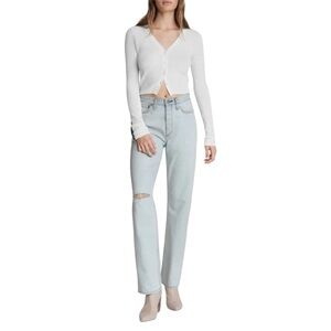 Rag & Bone Alex High-Rise Straight Leg Jeans in Primrose With Holes Size 27